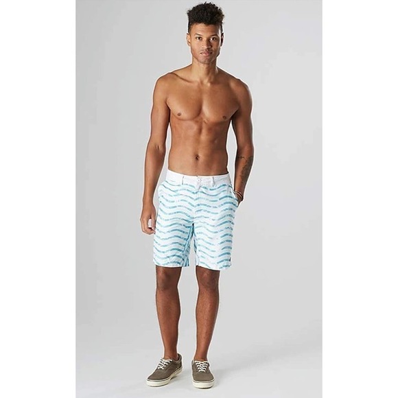 Sperry Swim Bottom Watershort Wave Stripe Knock Out Board Short Blue Size 30 - Picture 11 of 12